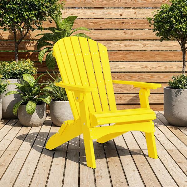 Wildridge Heritage Lemon Yellow Plastic Outdoor Folding Adirondack