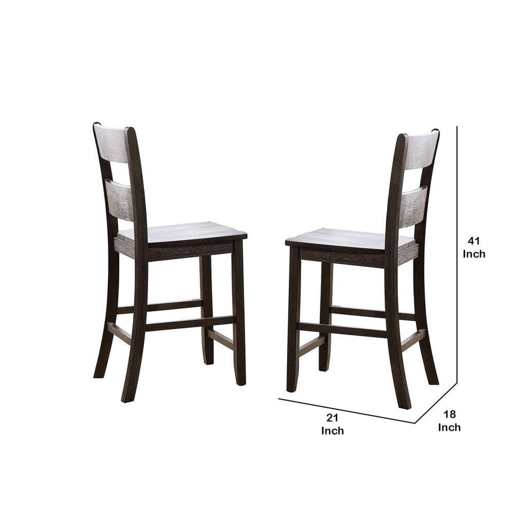Brown Upholstered Ladderback High Wood Side Chair