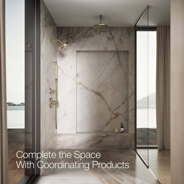 KOHLER Shift+ 2-Spray Patterns 1.13 in. Wall Mount Handheld Shower Head 2.5 GPM in Vibrant Brushed Moderne Brass