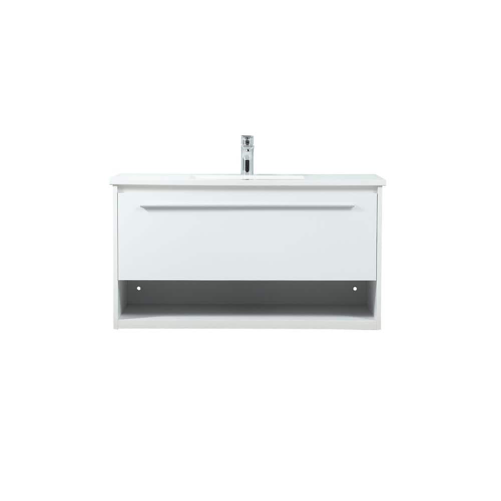 Timeless Home 36 in. W Single Bath Vanity in White with Engineered Stone Va