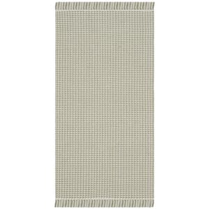 Montauk Ivory/Green Doormat 2 ft. x 4 ft. Multi-Striped Solid Color Area Rug