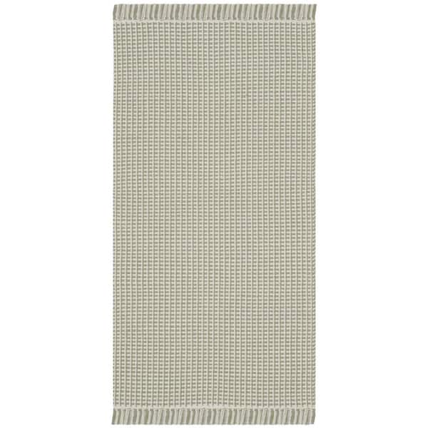 SAFAVIEH Montauk Ivory/Green Doormat 2 ft. x 4 ft. Multi-Striped Solid Color Area Rug