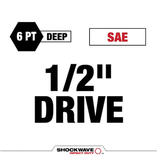 Milwaukee 49-66-7093 SHOCKWAVE 1/2 in. Drive SAE Deep Well 6 Point Impact Socket Set (18-Piece) - 2