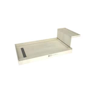 Base'N Bench 30 in. x 60 in. Single Threshold Shower Base and Bench Kit with Left Drain and Solid Brushed Nickel Grate