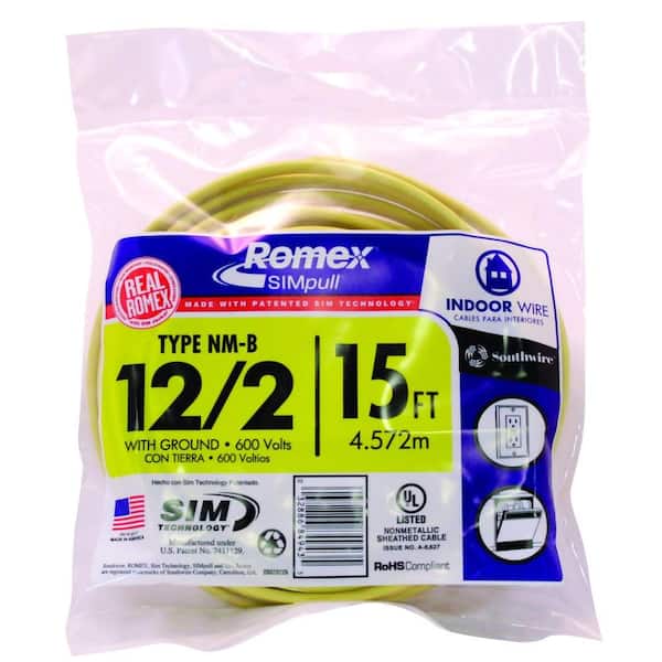 Southwire 15 ft. 12/2 Solid Romex SIMpull CU NM-B W/G Wire