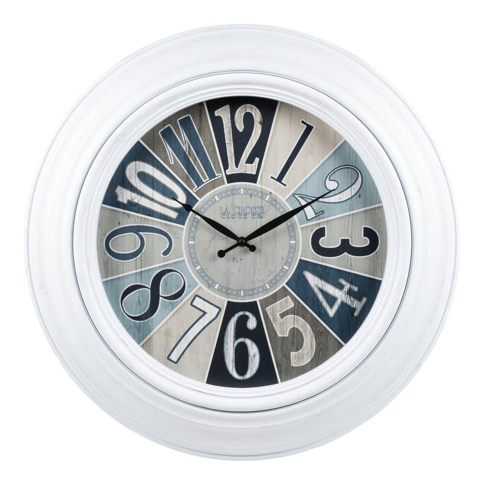 La Crosse Clock 22 In. Lakeside White Quartz Analog Wall Clock 404