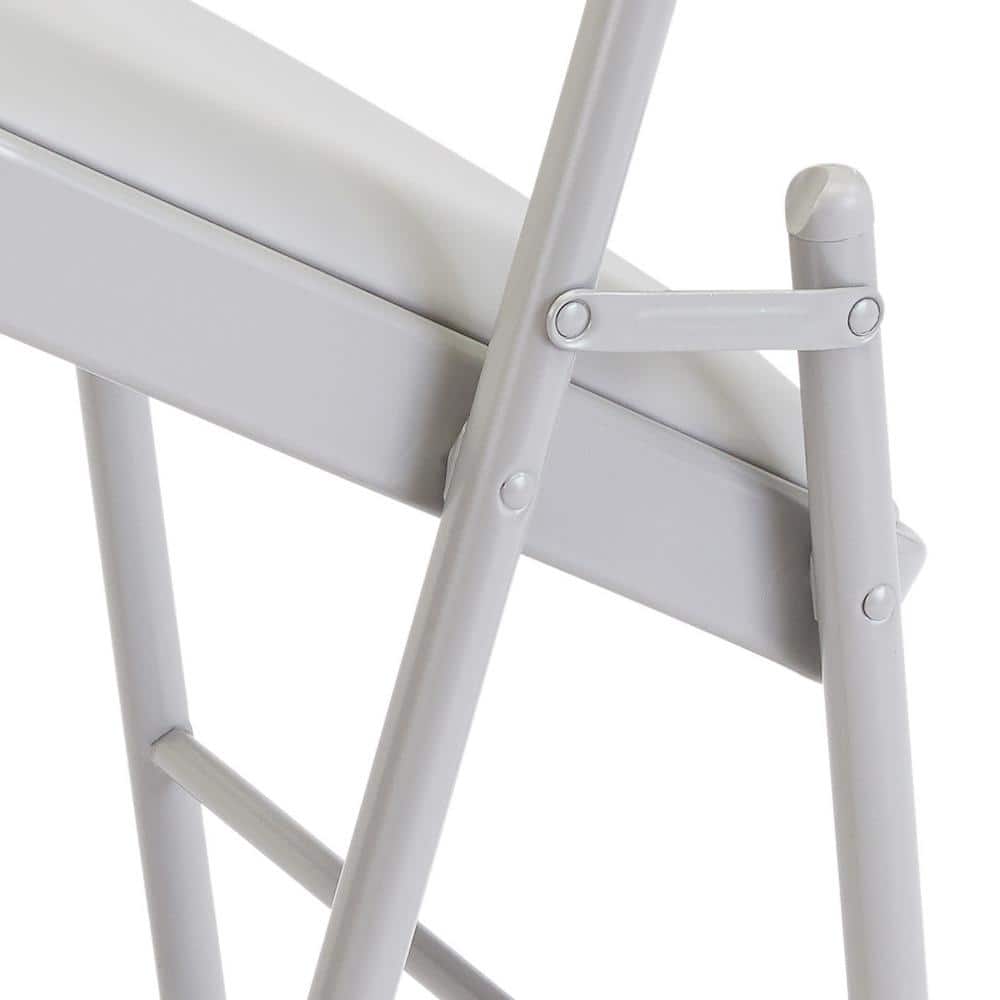 Gray Vinyl Padded Armless Metal Folding Chair Set of 4
