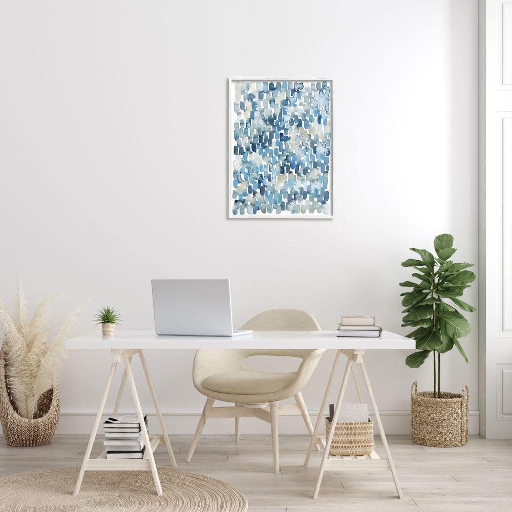 Soft Blue and Beige Abstract Canvas Print with White Frame, 24 x 30