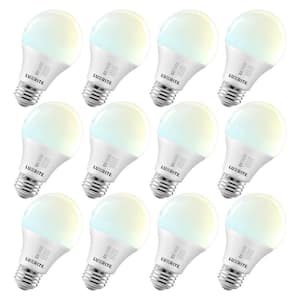 60-Watt Equivalent A19 Dimmable E26 Base LED Light Bulb, CRI90, 5CCT 2700K - 5000K, 800 Lumens, 9-Watt (12-Pack)