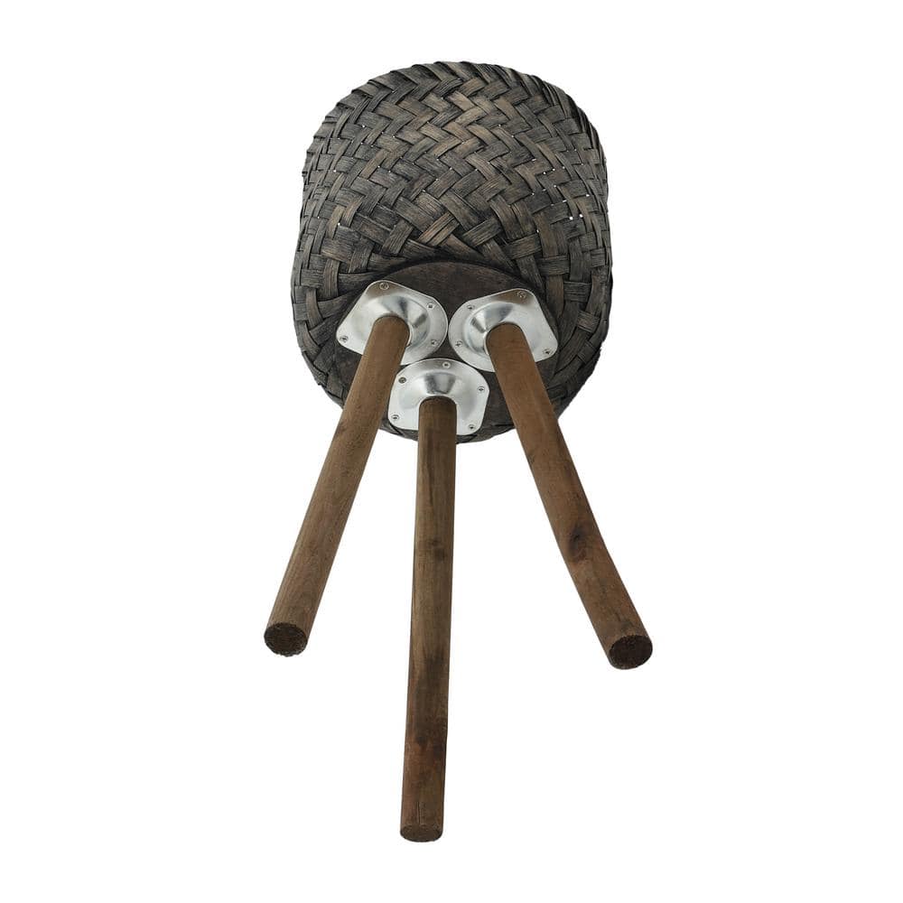 Set of 2 Brown and Black Bamboo Planters with Stands