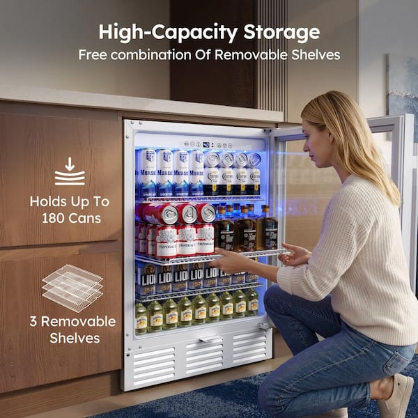 SIMZLIFE 24 in. Single Zone 180-Cans Undercounter Freestanding