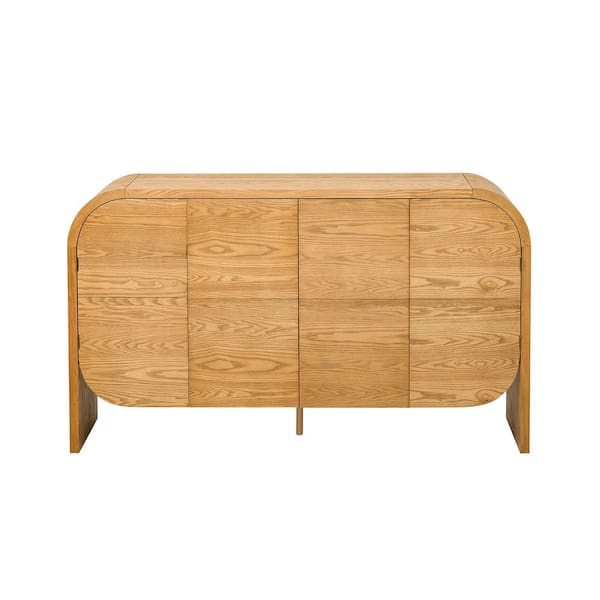 anpport Vintage Natural 33.2 in. H Accent Cabinet with Adjustable Shelves and Curvy Edge