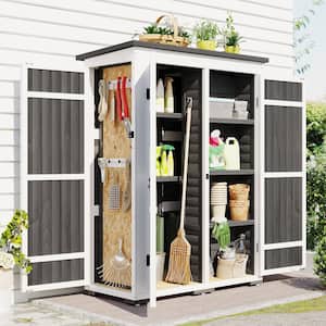 48.6 in. W x 25 in. D x 65.7 in. H Gray Fir Wood Outdoor Storage Cabinet with Lockable Doors and Waterproof Asphalt Roof