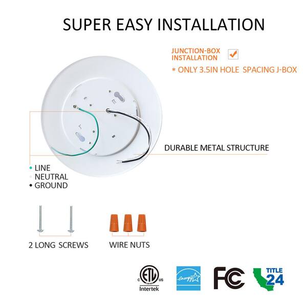 Luxrite 6 inch LED Disk Lights, 15W, 5CCT 2700K-5000K, 1000LM