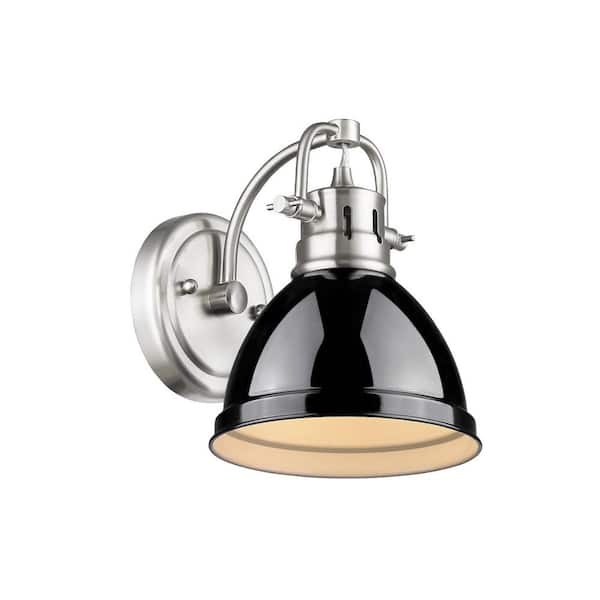 Duncan Pewter 1-Light Bath Light with Black Shade