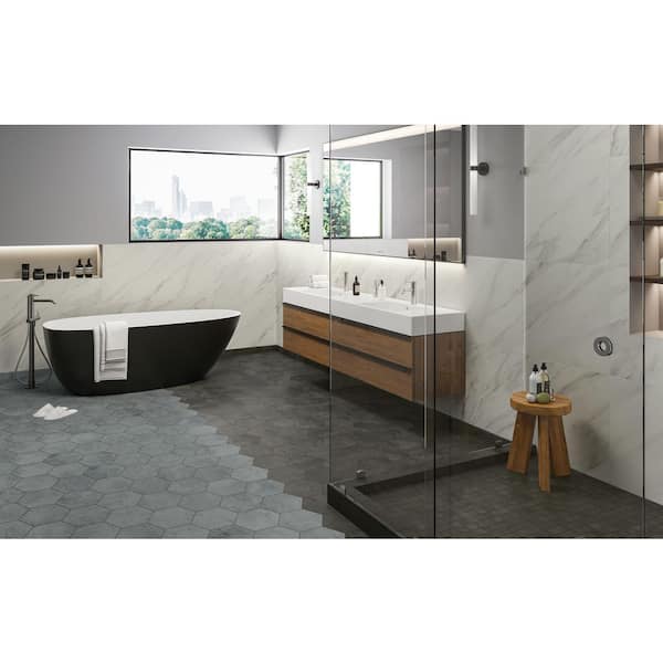 Hexagon Ocean Matte 8.5 in. x 10 in. Concrete Look Porcelain Floor and Wall Tile (12.49 sq. ft./Case)