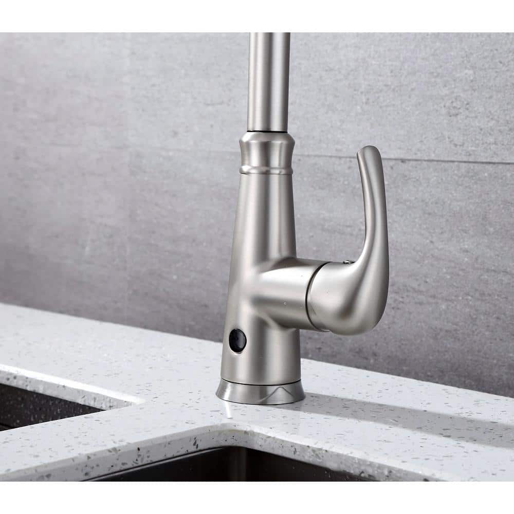 Brushed Nickel Single Handle Pull-Down Kitchen Faucet with Spray