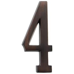 4 in. Flush Mount Aged Bronze Self-Adhesive House Number 4