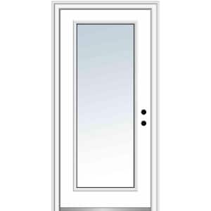 30 in. x 80 in. Left-Hand Inswing Full Lite Clear Classic Painted Fiberglass Smooth Prehung Front Door