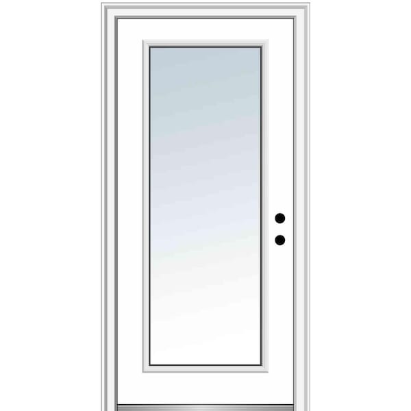 MMI DOOR 36 in. x 96 in. Classic Left-Hand Inswing Full Lite Clear Painted Fiberglass Smooth Prehung Front Door