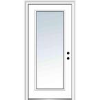 36 in. x 80 in. Left-Hand Inswing Full Lite Clear Classic Primed Fiberglass Smooth Prehung Front Door