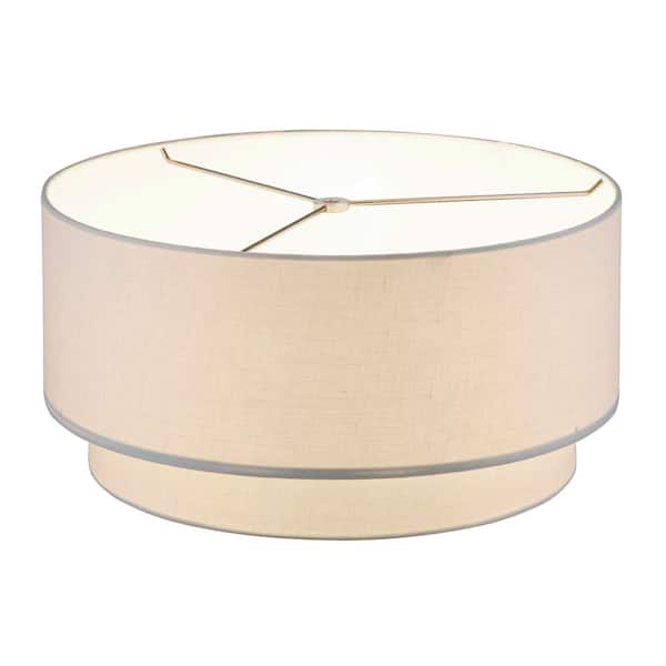 16.5 x 16.5 in. x 8.5 in. H Premium Double Drum Linen Ivory Shade w/ 7 in. Harp and Finial, 2 in. Fitter, Fully Assemble
