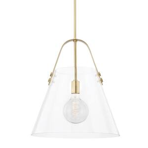 Karin 1-light Aged Brass Extra Large Pendant with Clear Glass Shade