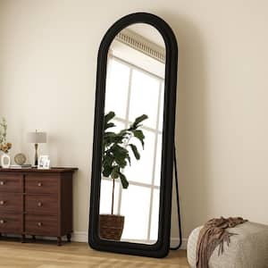 24 in. W x 63 in. H Black Arched Flannelette Wood Framed Modern Full Length Mirror