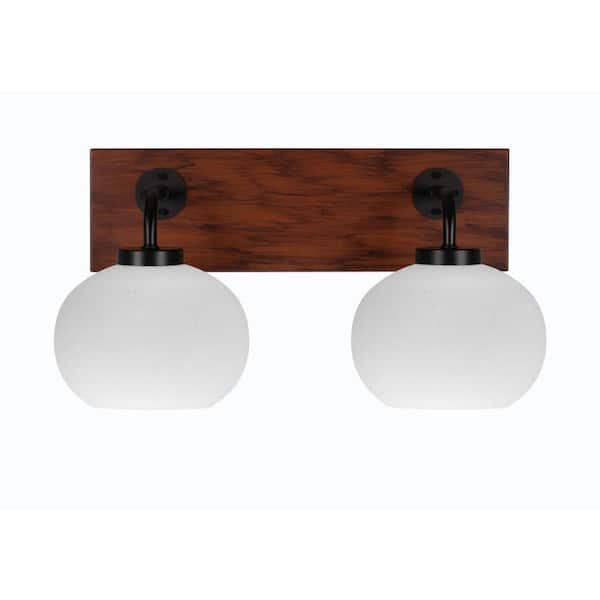 Unbranded Kirby 17.5 in. 2-Light Matte Black and Painted Wood-look Metal Vanity Light