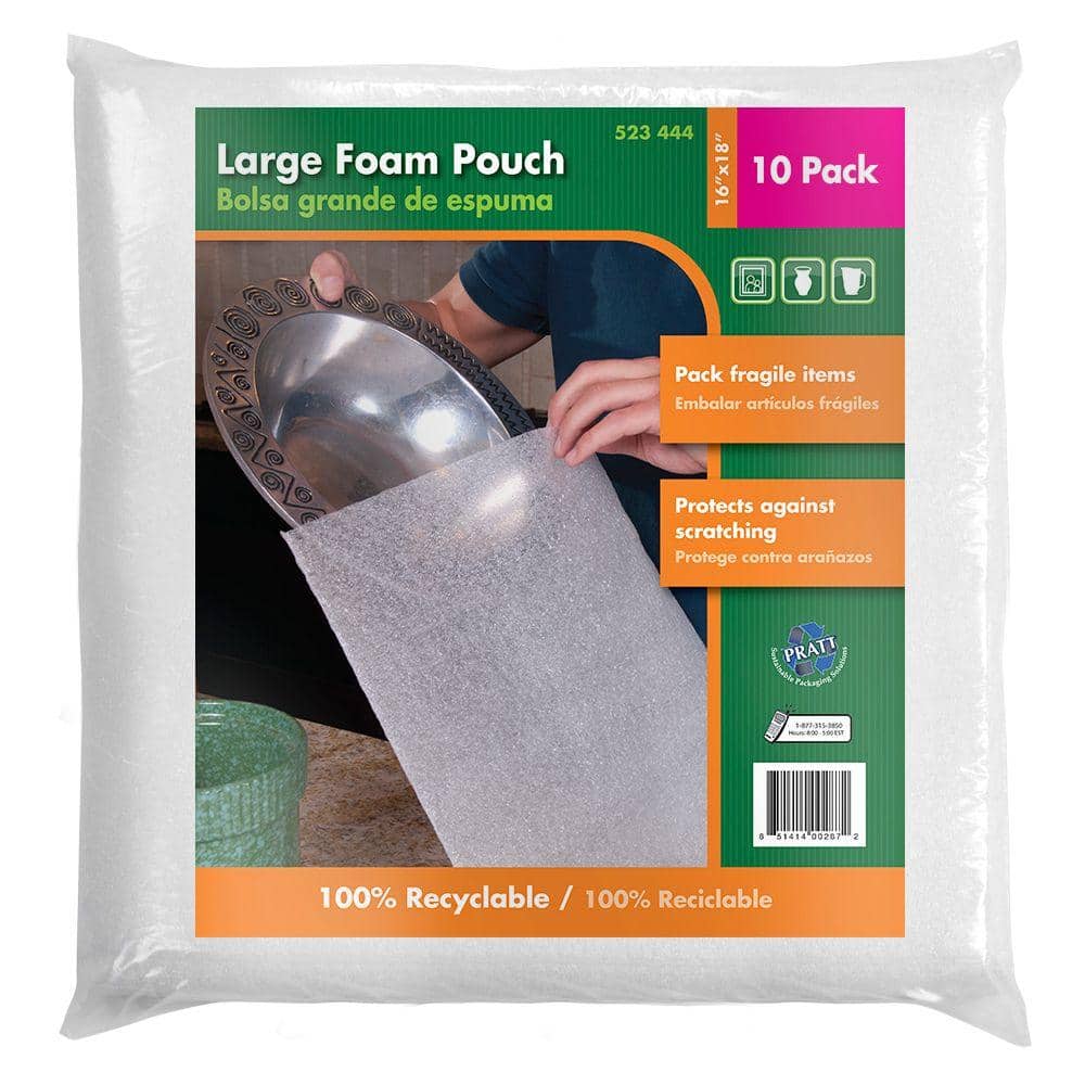 Pratt Retail Specialties 16 in. x 18 in. Large Foam Pouches (10-Pack)  2002012 - The Home Depot