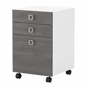 Echo Pure White/Modern Gray 3-Drawer Mobile File Cabinet