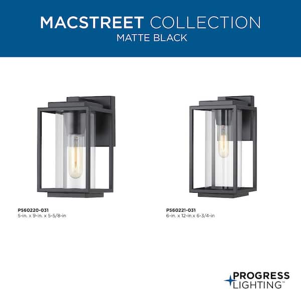 Progress Lighting Macstreet 12 in. 1-Light Matte Black Modern