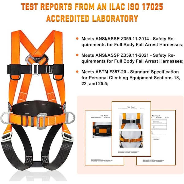 KIWDZFU Full Body Safety Harness Kit with Shock Absorbing Lanyard