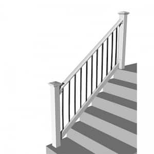 Original Rail PVC 8 ft. x 36 in. 32-38° Stair Rail Kit White with Black Round Balusters