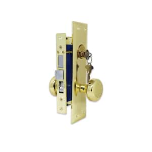 Brass Mortise Entry Right Hand Door Lock Set with 2.5 in. Backset, 2 SC1 Keys and Swivel Spindle