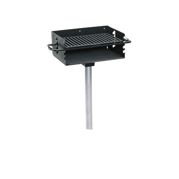 Ultra Play 2-3/8 in. Rotating Flipback Pedestal Commercial Park Grill with Post in Black