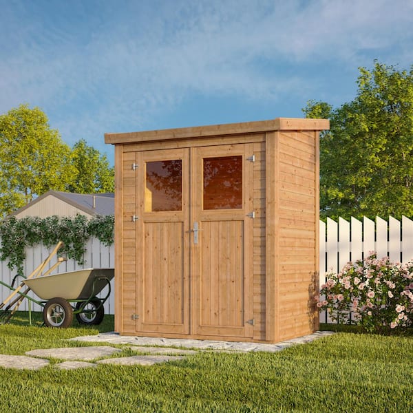 Leisure Season 6 ft. x 4 ft. Nordic Spruce Wooden Heavy-Duty Lean-To Storage Shed with Double Doors and Modern Pent Roof (24 sq. ft.)
