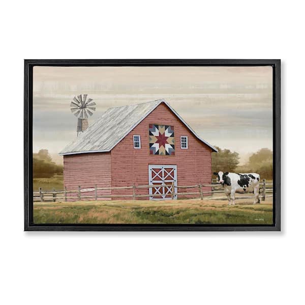 Stupell Industries Traditional Barn & Windmill by Amber Sterling Black Floater Frame Nature Graphic Art Print 17 in. x 25 in.