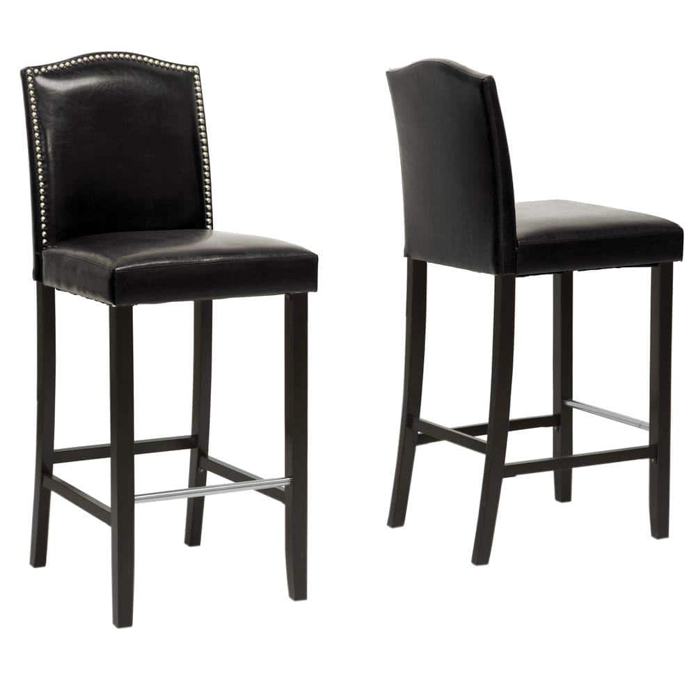 black leather studded bar stools