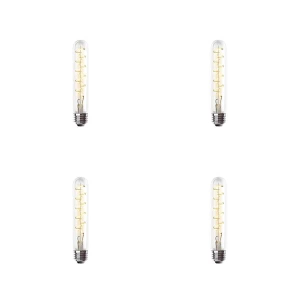 Feit Electric 25-Watt Equivalent T10 Dimmable Spiral Filament Large Clear Glass E26 Vintage Edison LED Light Bulb, Warm White (4-Pack)