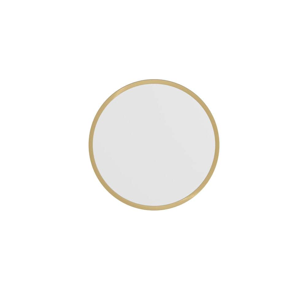 16" Round Gold Metal Wall Mounted Mirror
