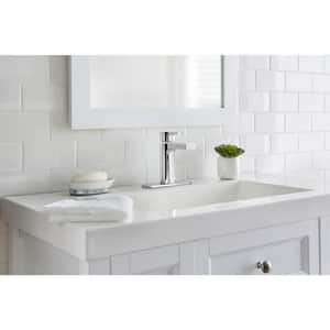 Modern Single-Handle Single-Hole Bathroom Faucet in Dual Finish Chrome and White