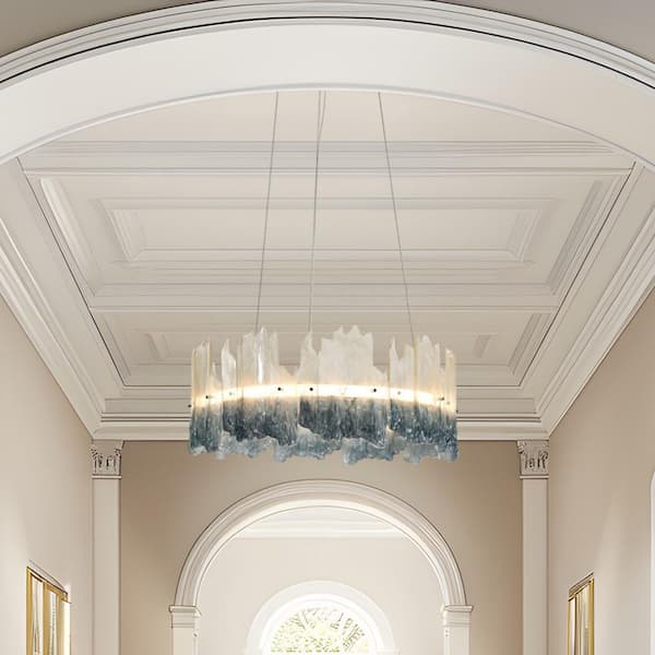 Modern Artistic Resin Chandelier Chrome Plated Luxury Pendant Light with Coffee and Blue Gradient Finish Resin Shade