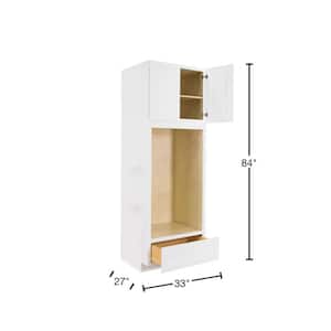 Lancaster White Plywood Shaker Stock Assembled Double Oven Kitchen Cabinet 33 in. W x 84 in. H x 27 in. D