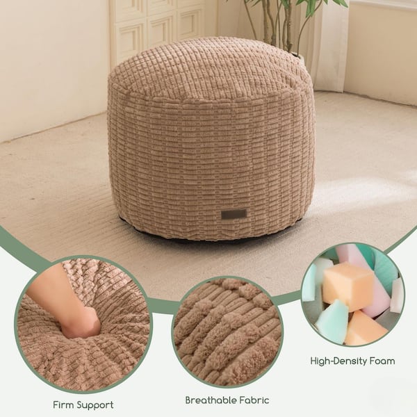 OGETFUUR 20 x 20 x 15 in. Brown Round Modern Foam Filled Foot Rest