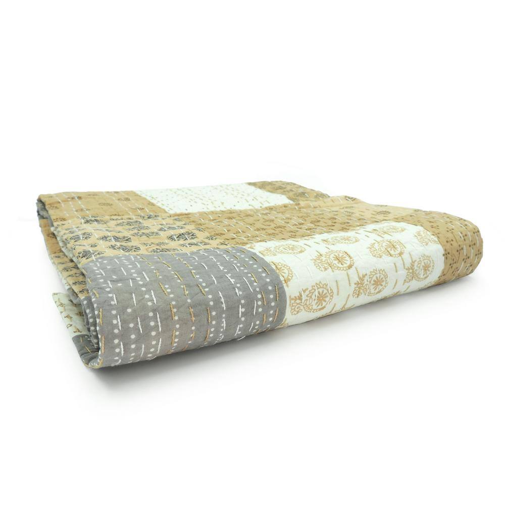 Soft Nude Cotton Patchwork Throw Blanket