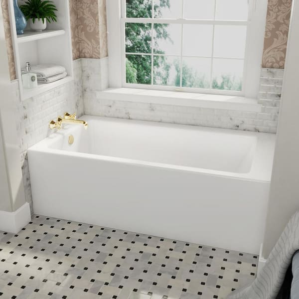 Prism 60 in. x 32 in. Acrylic Alcove Soaking Bathtub with Left-Hand Drain in White