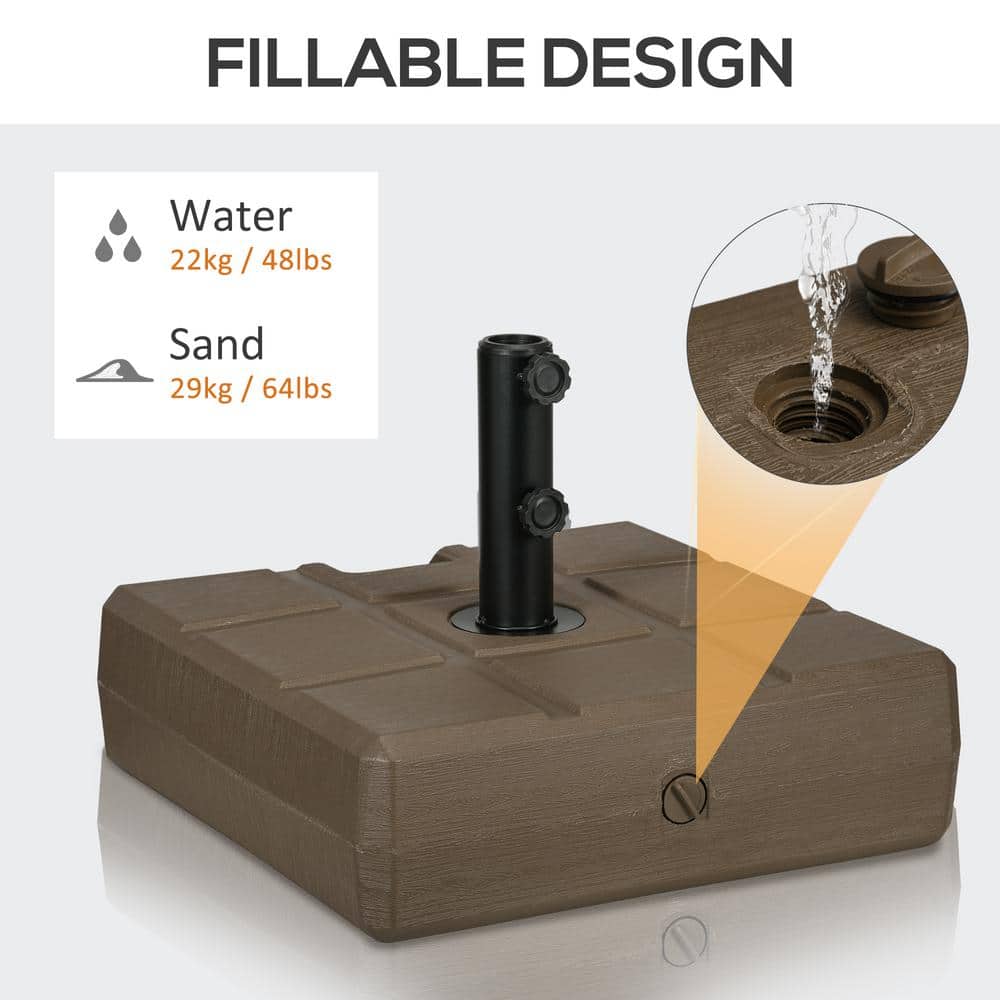 Brown Fillable HDPE Umbrella Base with Steel Holder