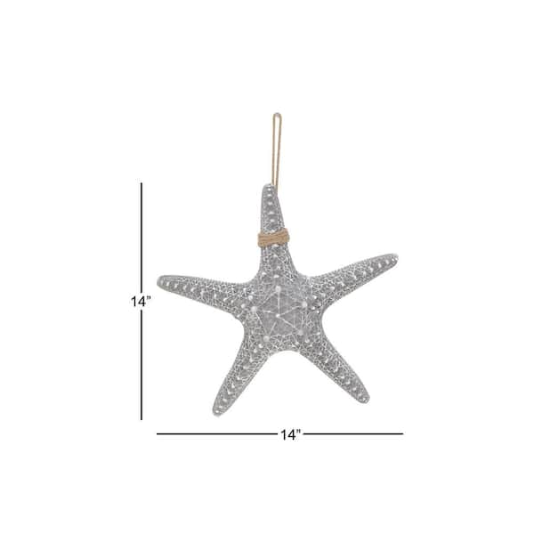 Polystone Gray Starfish Wall Decor with Hanging Rope