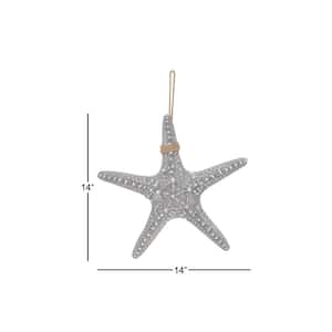 14 in. x  14 in. Polystone Gray Starfish Wall Decor with Hanging Rope